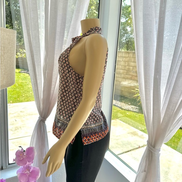 Maeve Women's Prema Sleeveless Button Tank Boho Ethnic Mixed Print Ruffle Size L - Picture 8 of 15